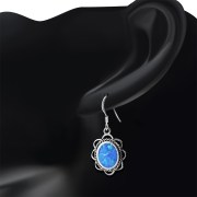Synthetic Opal Silver Earrings, e362h